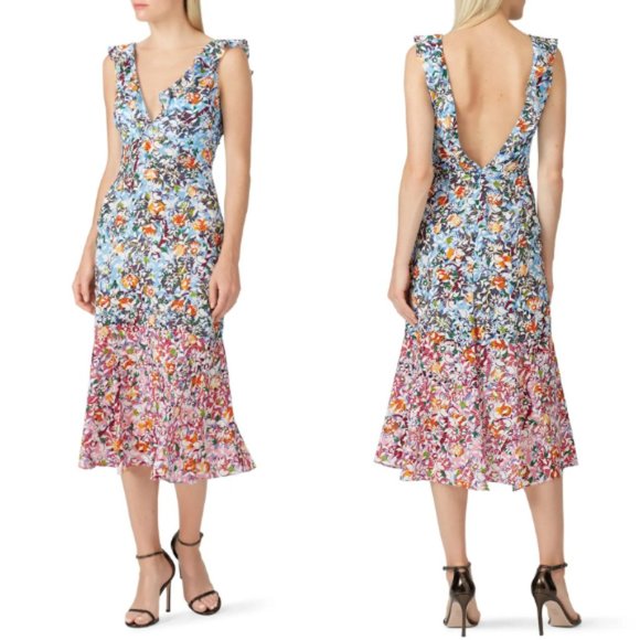 SALONI Dresses & Skirts - Saloni Floral Silk Holly Margerite Midi Dress